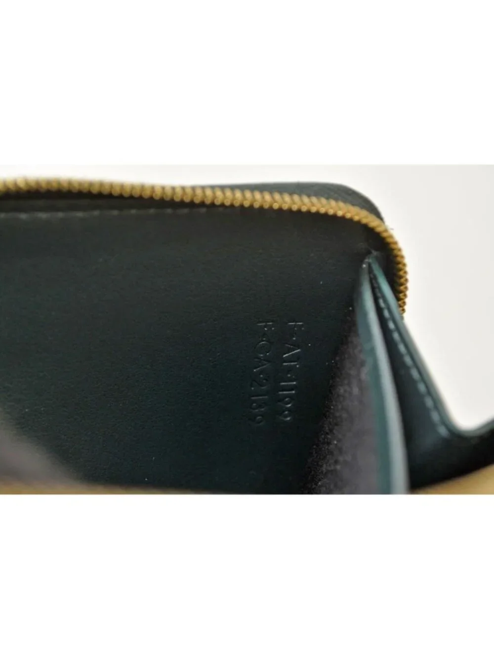 Celine Wallet Amazone Green Triomphe Embossed Large Zip Around Leather